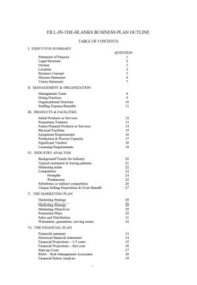 Business Plan Outline Guide - Fill in Blanks