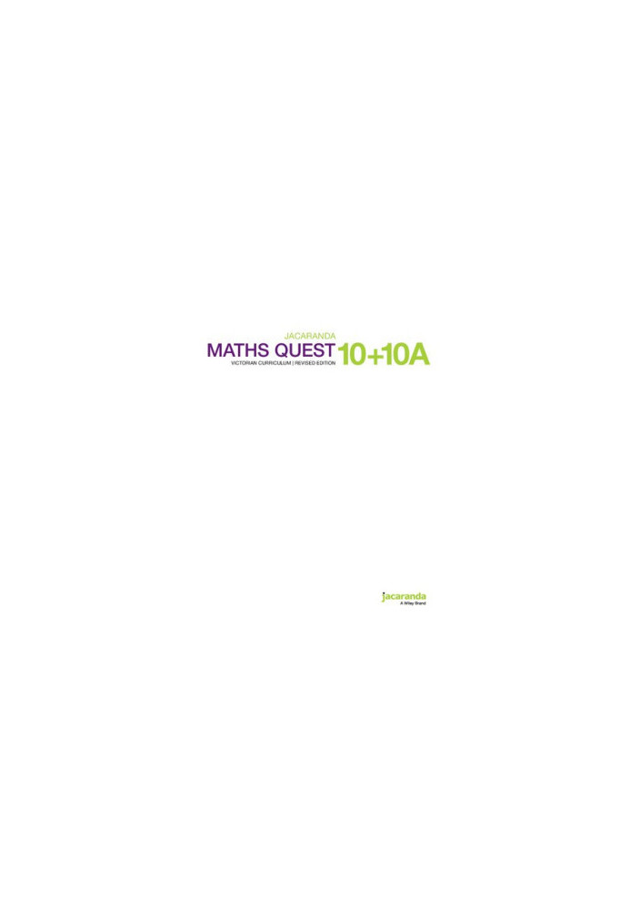 Jacaranda Maths Quest 10 + 10 A For Victoria Australian Curriculum Edition