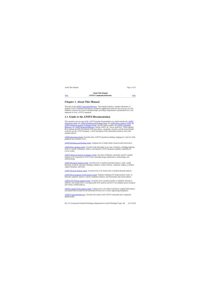 ANSYS Command Reference
