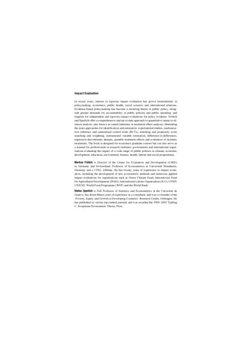 Impact evaluation, treatment effects and causal analysis
