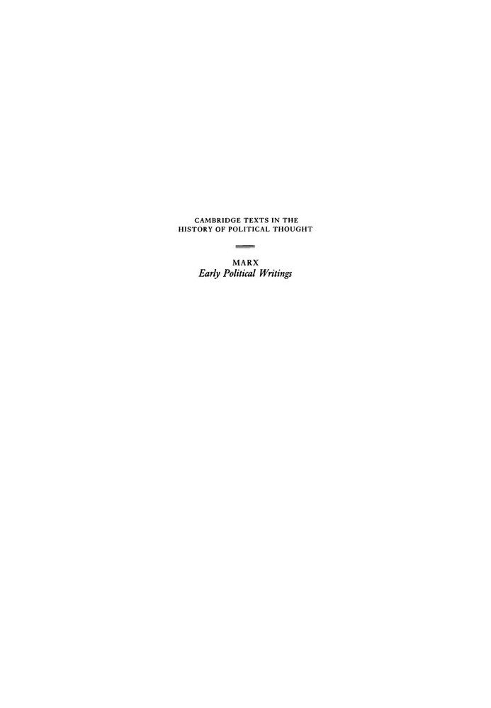 Marx: Early Political Writings