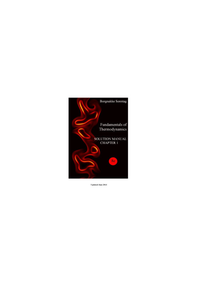 Fundamentals of Thermodynamics, 8th Edition (Solution Manual)