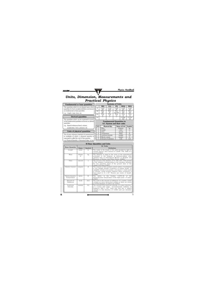Allen Physics handbook for IIT-JEE Mains and advance
