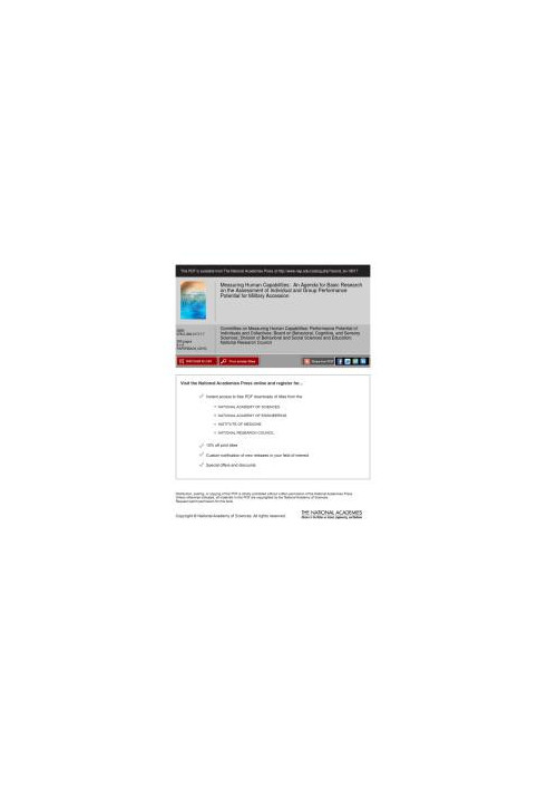 Measuring Human Capabilities: An Agenda for Basic Research on the Assessment of Individual and Group Performance Potential fo
