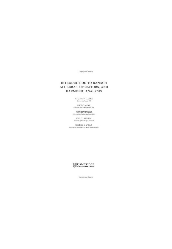 Introduction to Banach algebras, operators, and harmonic analysis