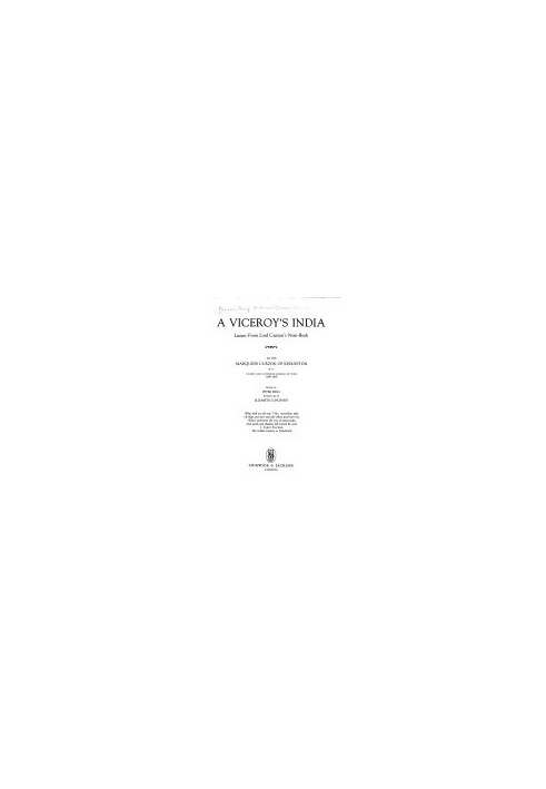 Viceroy's India: Leaves from Lord Curzon's Note-Book