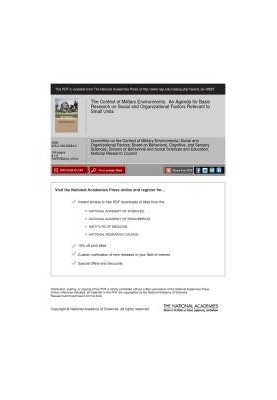 The Context of Military Environments: An Agenda for Basic Research on Social and Organizational Factors Relevant to Small Uni