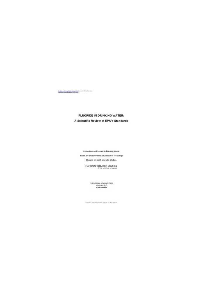 Fluoride in Drinking Water: A Scientific Review of EPA's Standards