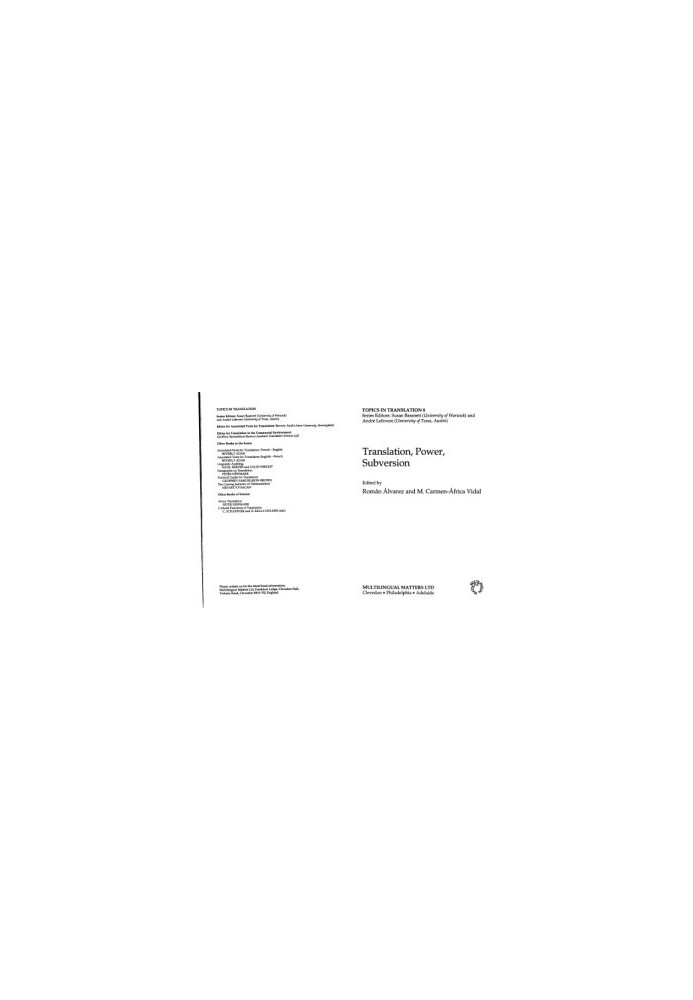 Translation Power Subversion (Topics in Translation, 8)