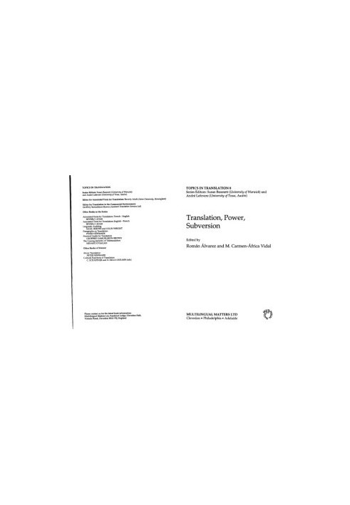 Translation Power Subversion (Topics in Translation, 8)