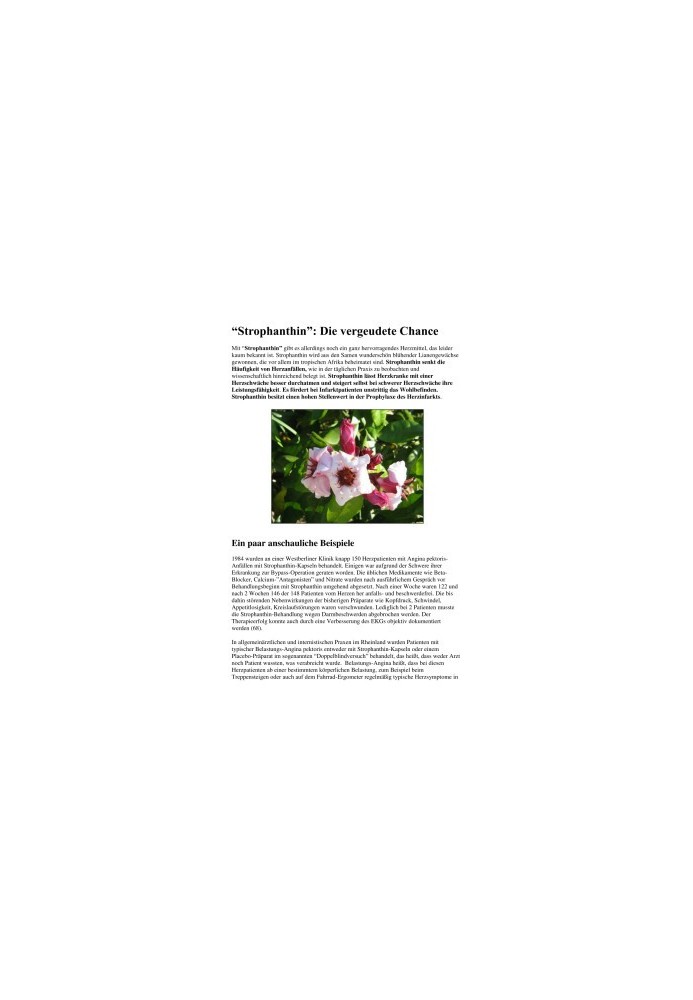 Strophantin die vergeudete Chance
