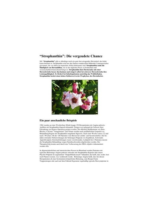 Strophantin die vergeudete Chance