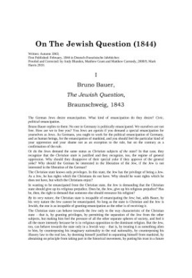 On the Jewish Question - Karl Marx, anti-Semitism and the War against the West
