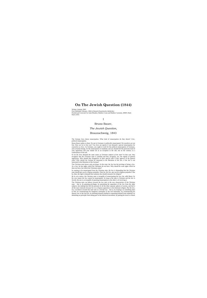 On the Jewish Question - Karl Marx, anti-Semitism and the War against the West
