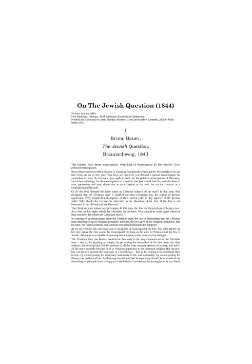 On the Jewish Question - Karl Marx, anti-Semitism and the War against the West