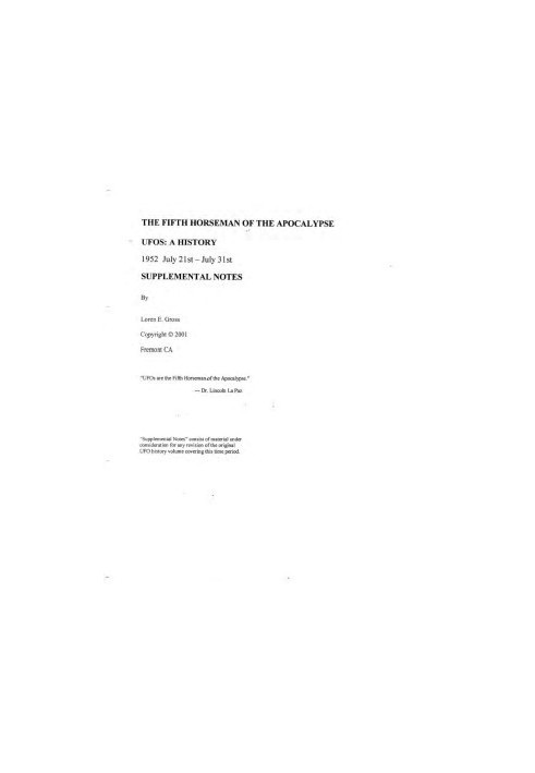 UFOs: A HISTORY 1952: July-21st-31st Supplemental Notes