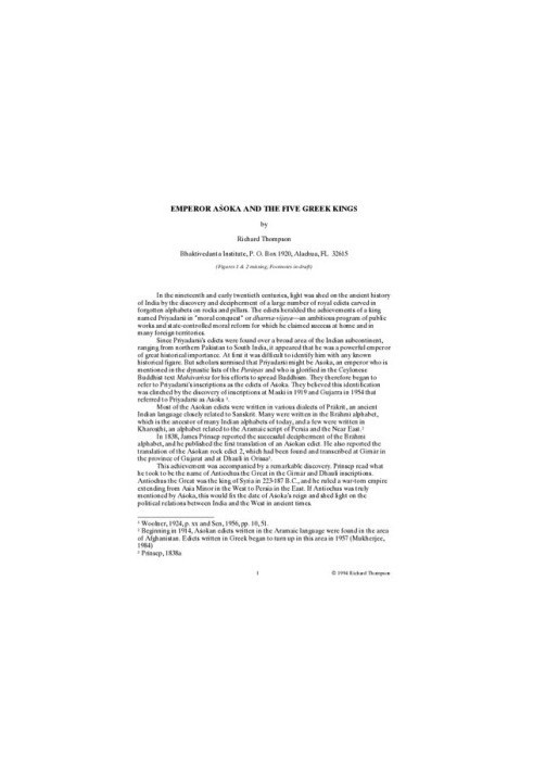 Emporer Asoka and the Five Greek Kings