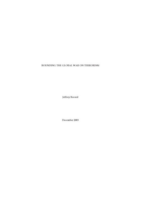 Bounding the global war on terrorism
