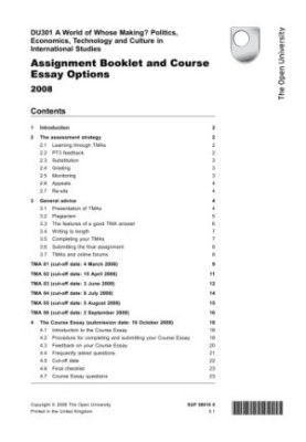 Assignment Booklet and Course Essay Options