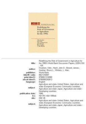 Redefining the role of government in agriculture for the 1990's, Parts 63-105