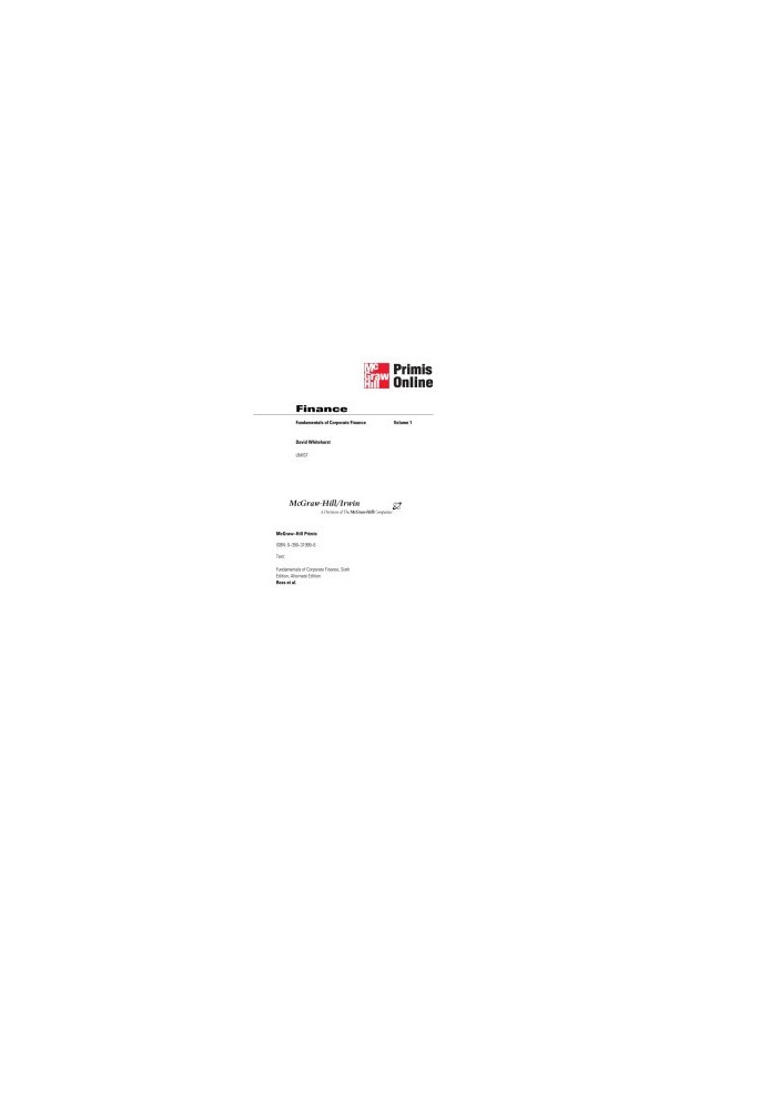 Fundamentals of Corporate Finance (Mcgraw-Hill/Irwin Series in Finance, Insurance, and Real Estate)