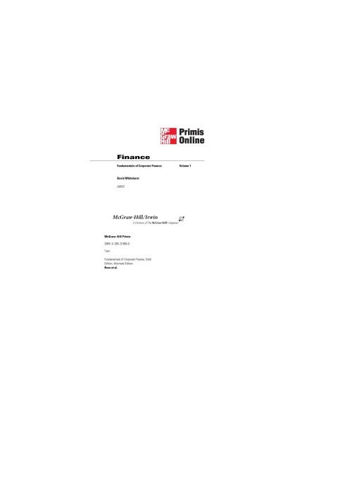 Fundamentals of Corporate Finance (Mcgraw-Hill/Irwin Series in Finance, Insurance, and Real Estate)