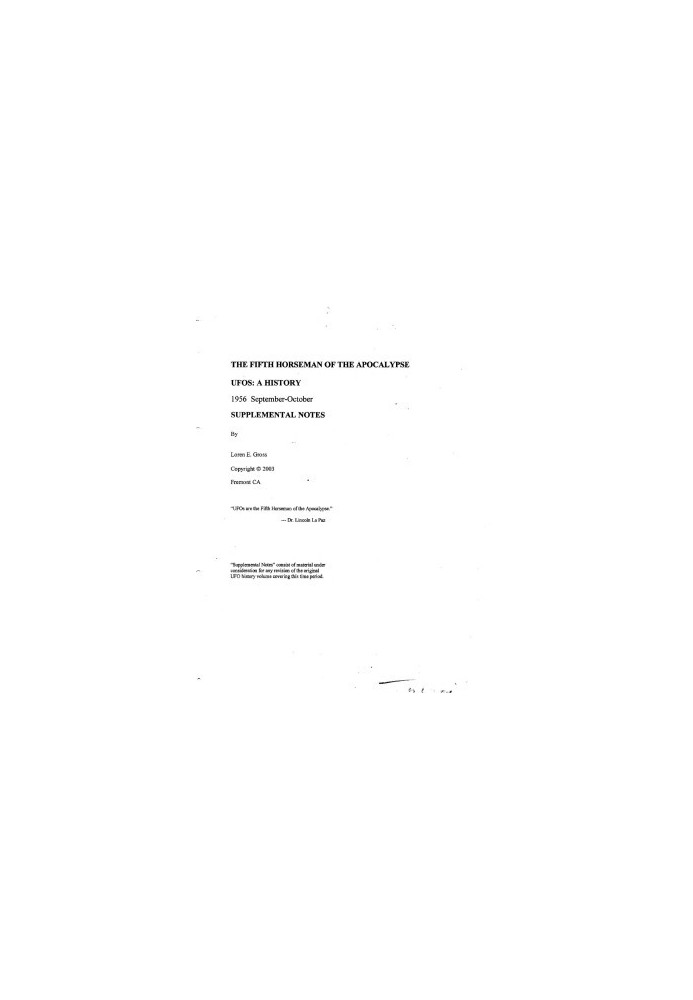 UFOs: A History 1956: September - October Supplemental Notes