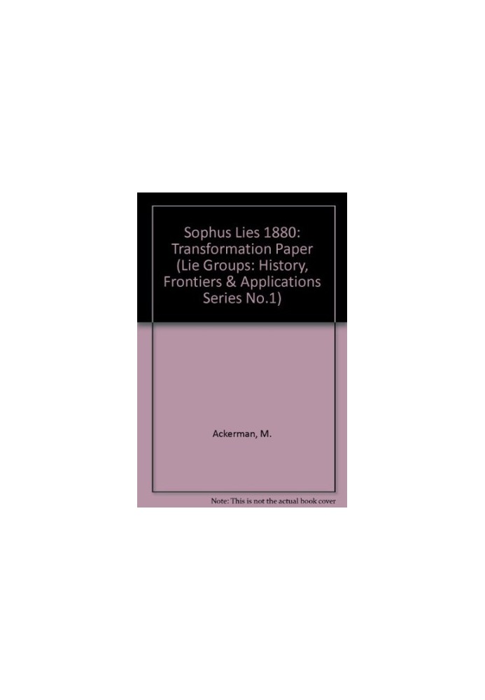 Sophus Lies 1880: Transformation Paper