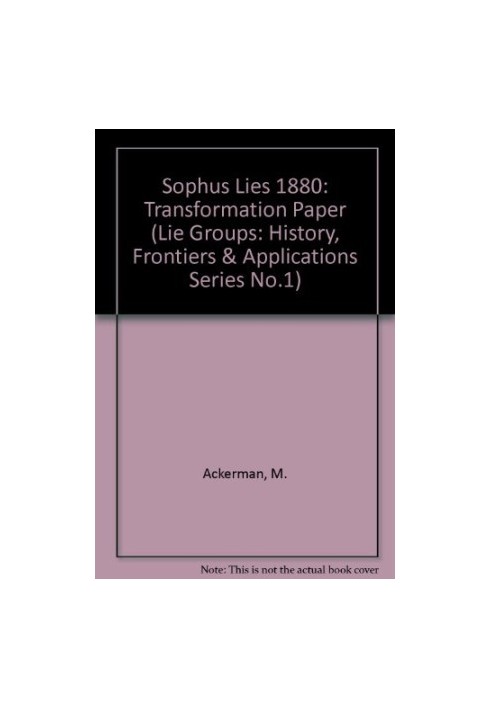 Sophus Lies 1880: Transformation Paper