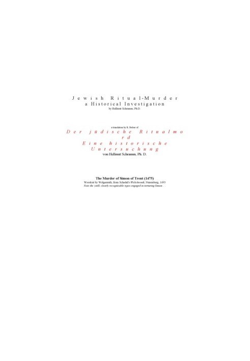 Ritual Murder: Investigation (unofficial English translation by R. Belser)