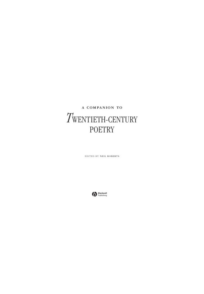 A companion to twentieth-centure poetry