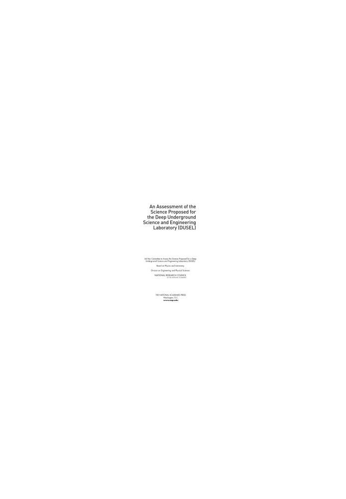 An Assessment of the Science Proposed for the Deep Underground Science and Engineering Laboratory (DUSEL)
