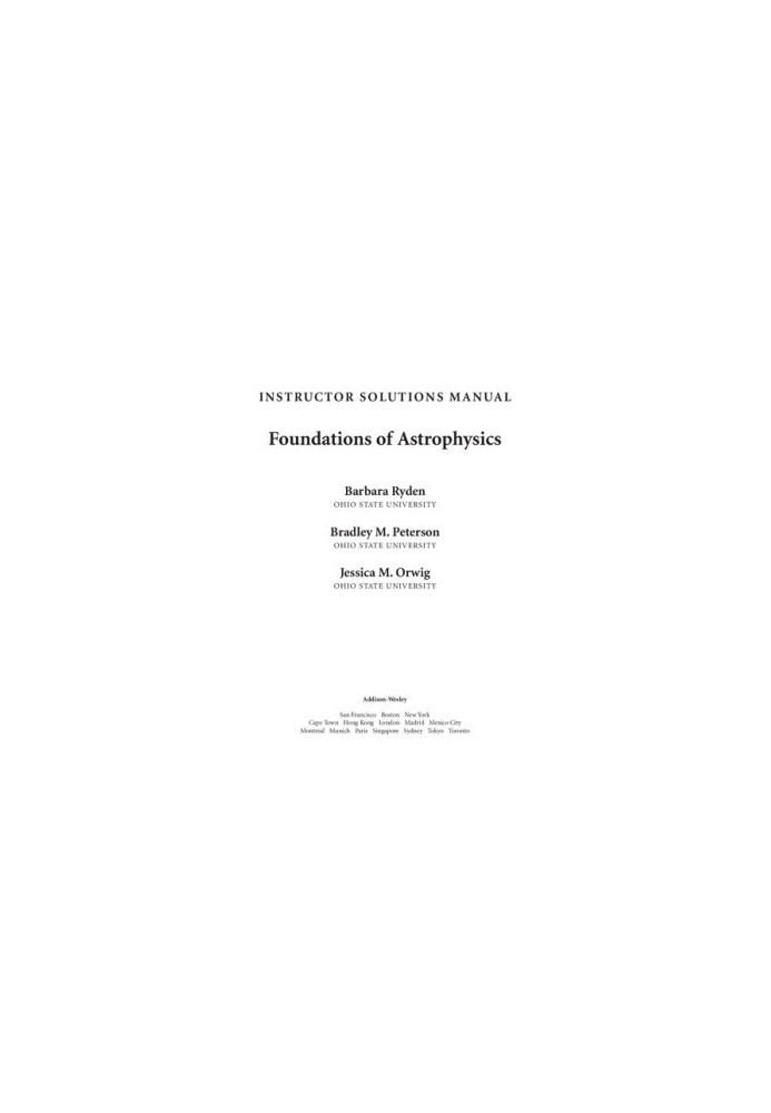 Foundations of Astrophysics Instructor Solutions Manual
