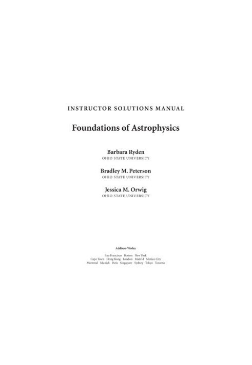 Foundations of Astrophysics Instructor Solutions Manual