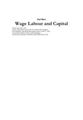 Wage Labor and Capital