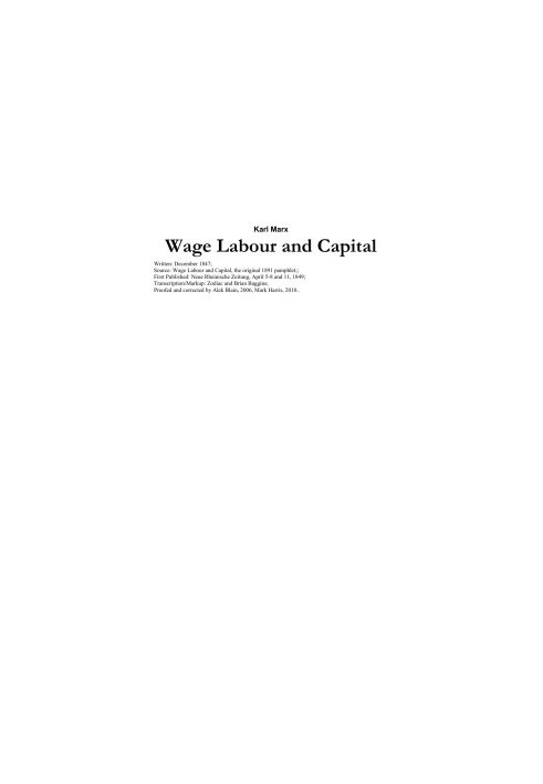 Wage Labor and Capital