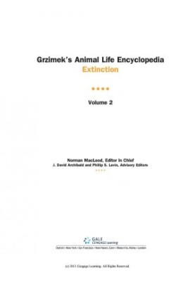 Grzimek's Animal Life Encyclopedia: Exintction (Vol. 2)