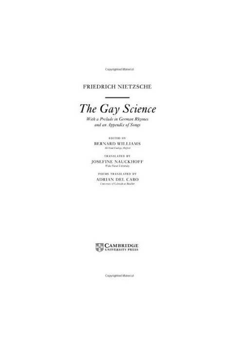 Nietzsche: The Gay Science: With a Prelude in German Rhymes and an Appendix of Songs