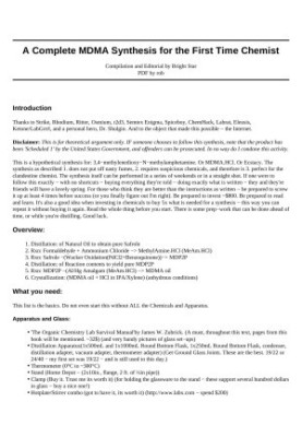 MDMA Synthesis for the First Time Chemist