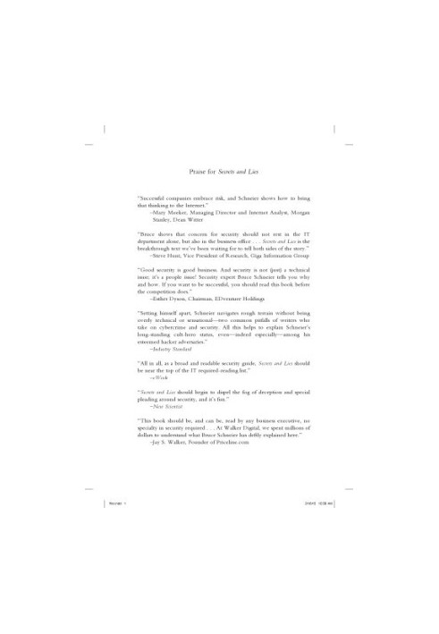 Secrets and Lies: Digital Security in a Networked World