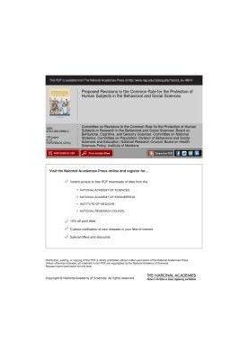 Proposed Revisions to the Common Rule for the Protection of Human Subjects in the Behavioral and Social Sciences