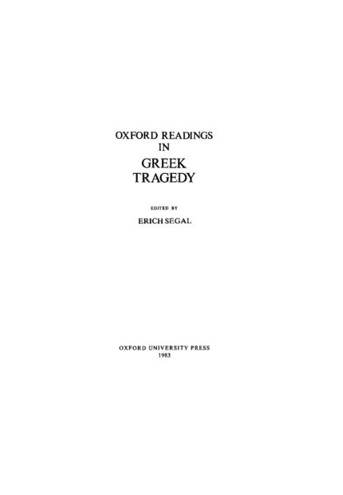 Oxford Readings in Greek Tragedy