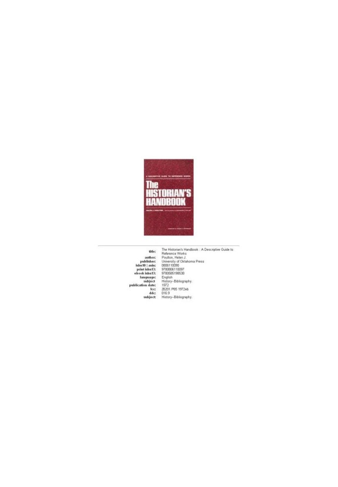 The Historian's Handbook: A Descriptive Guide to Reference Works