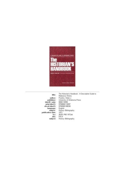 The Historian's Handbook: A Descriptive Guide to Reference Works