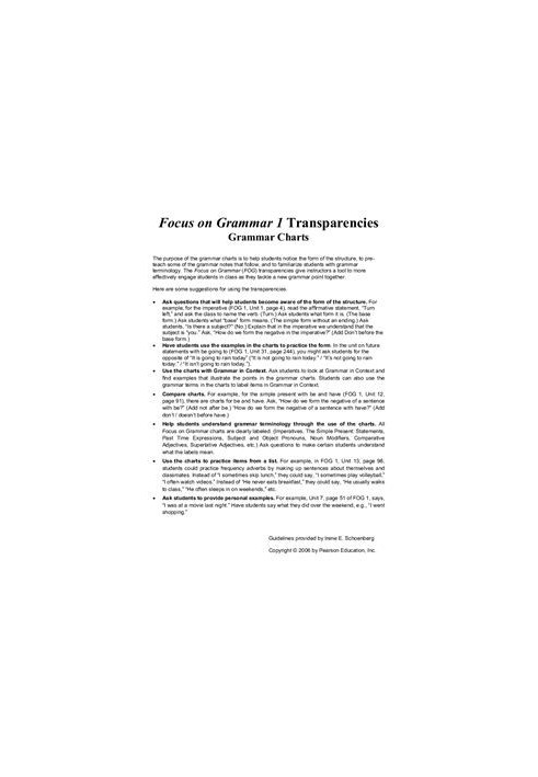 Focus on Grammar 1. 2nd edition PowerPoint CD-ROM