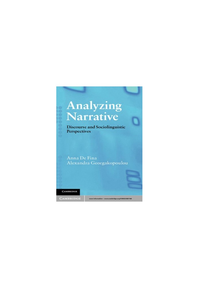 Analyzing narrative: discourse and sociolinguistic perspectives
