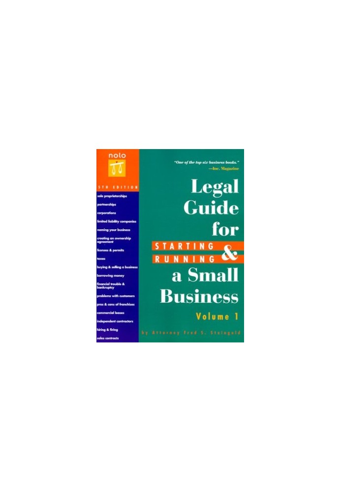 Legal Guide for Starting, Running a Small Business, 5th Ed