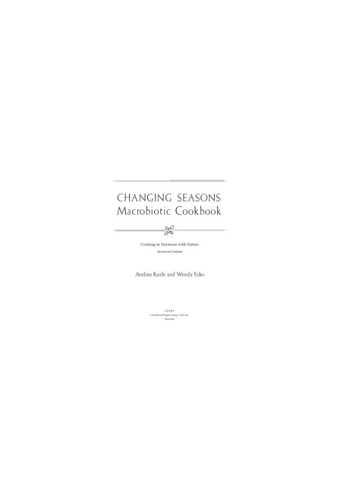 Changing Seasons Macrobiotic Cookbook