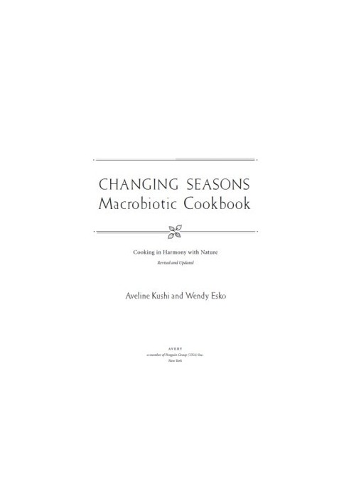 Changing Seasons Macrobiotic Cookbook