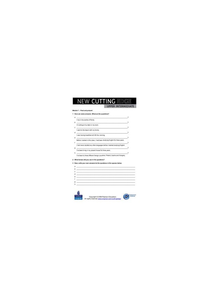 New Cutting Edge Upper Intermediate Worksheet